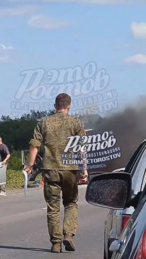 Грузовик горит между Казачьими Лагерями и Персиановкой
