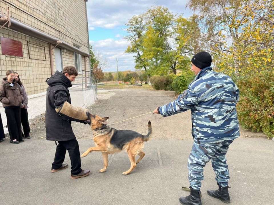 Сотрудники МО МВД России «Каменский» провели практическое занятие совместно с кинологом в «полицейских классах»