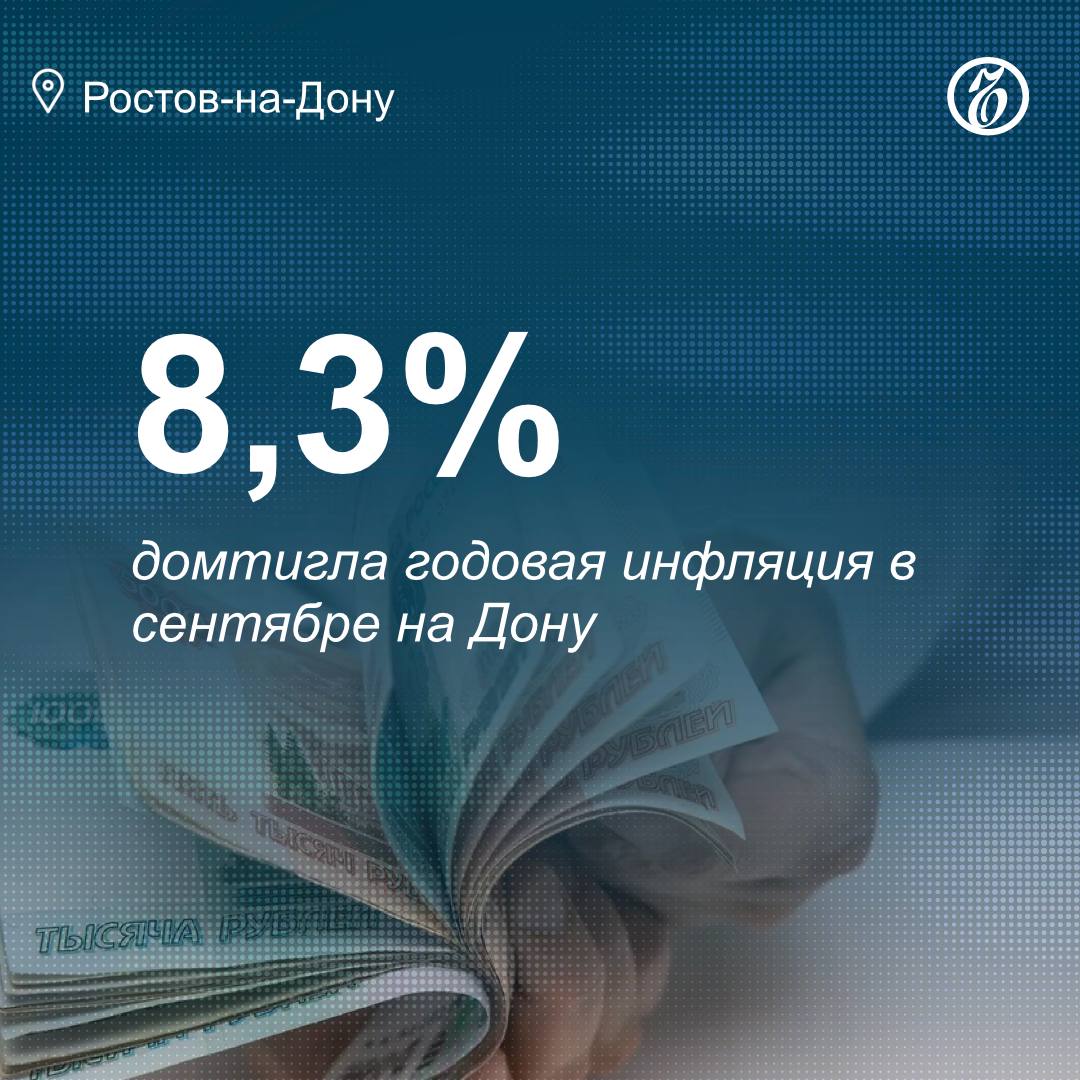 Годовая инфляция в Ростовской области достигла 8,3% в сентябре 2025 года, превысив общероссийский уровень в 7,9%
