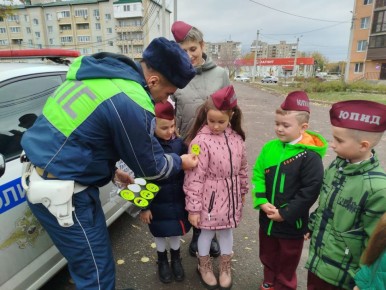 Полицейские Донецка Ростовской области повторили правила дорожного движения с воспитанниками детского сада