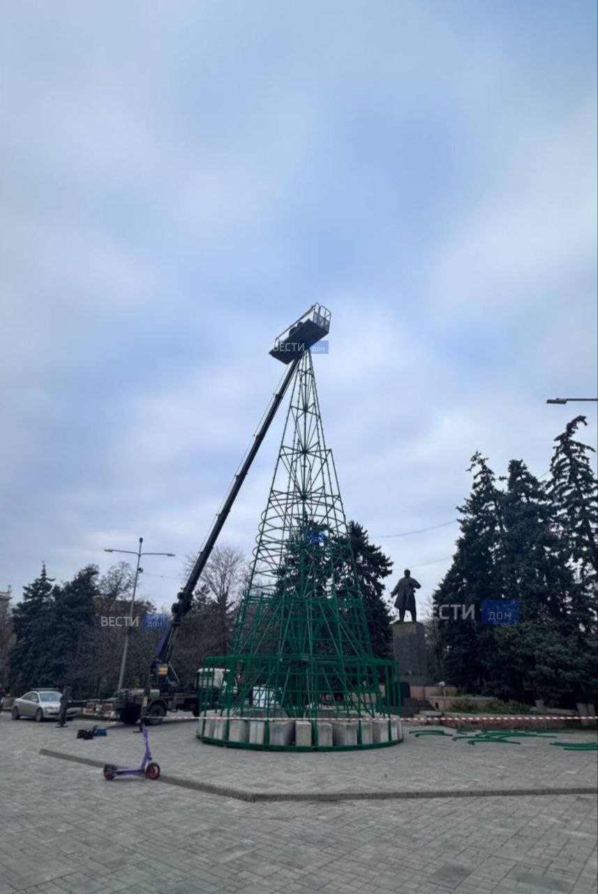 Праздник близко: в центре Ростова устанавливают главную Новогоднюю елку города