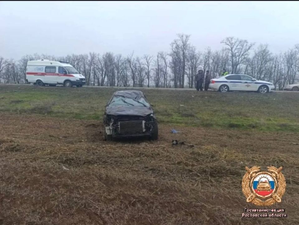 Водитель погиб при опрокидывании автомобиля в Ростовской области