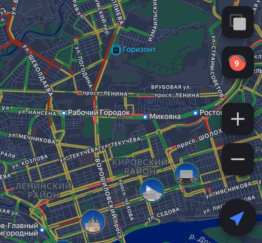 Ростов с утра сковали 9-балльные пробки