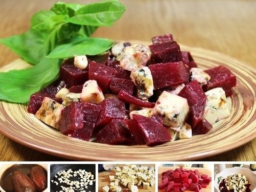Вкусный свекольный салат с голубым сыром и орехами – радость для гурманов