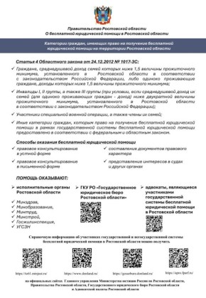 Правительство Ростовской области составило памятку по бесплатной юридической помощи для жителей донского региона