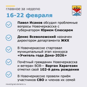 Главные события за неделю в Новочеркасске