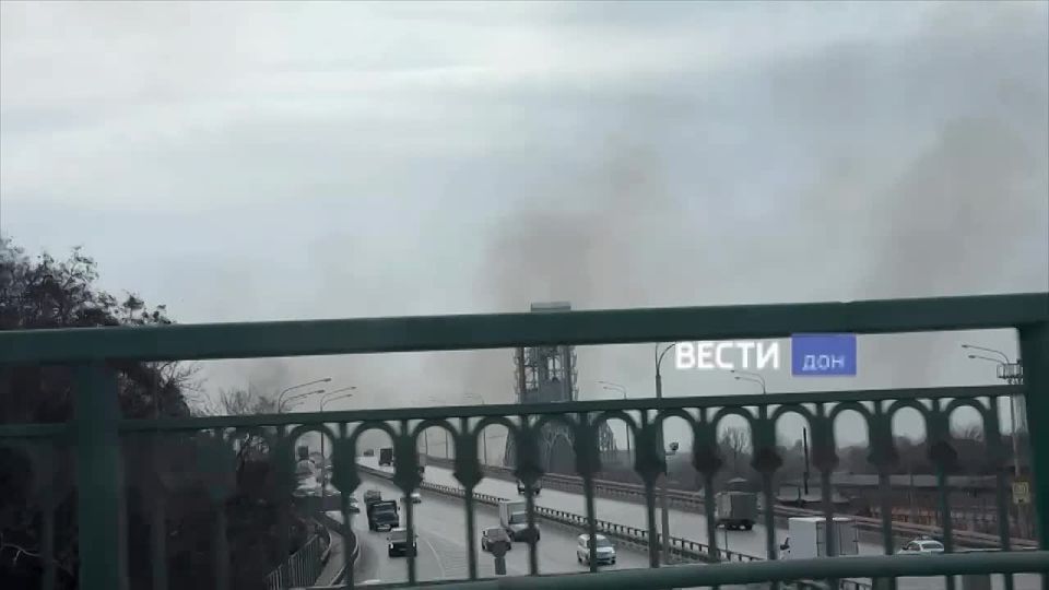 Камыш горит в районе Гребного канала в Ростове