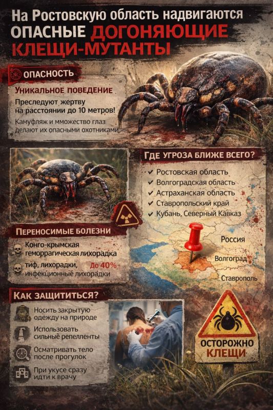 На Ростовскую область надвигаются опасные "догоняющие клещи-мутанты"