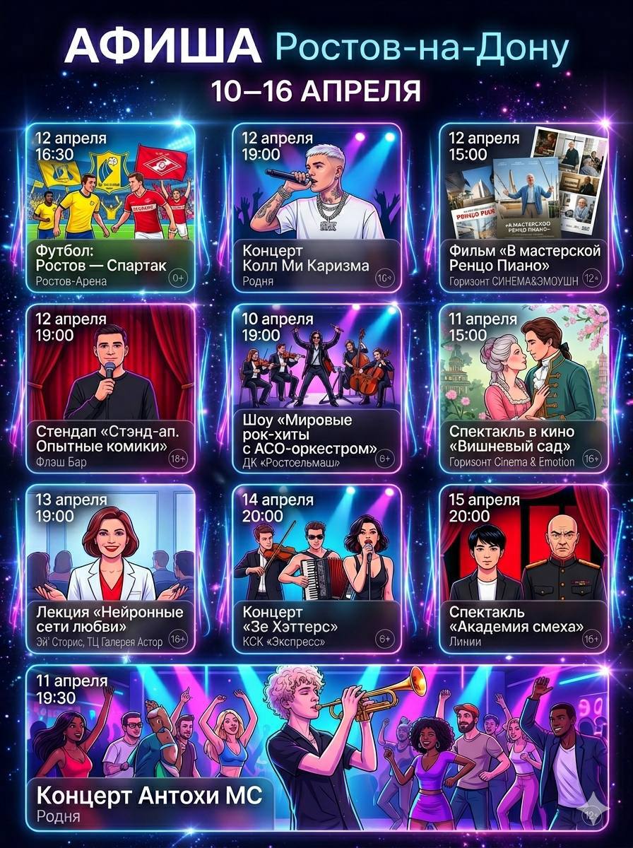 Собрали для вас самые классные мероприятия на выходные и начало следующей недели — концерты, театр, спорт и мероприятия для всей семьи