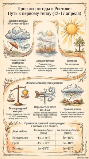 Погода в Ростовской области на неделе 13 — 17 апреля порадует постепенным потеплением
