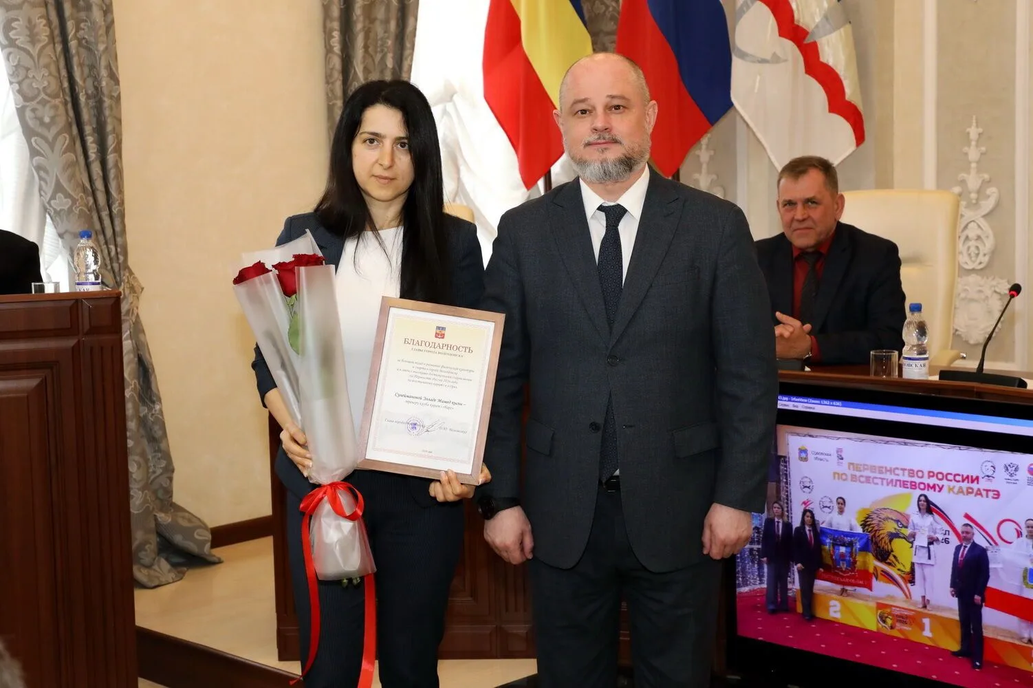 13 апреля в Администрации города состоялась торжественная церемония награждения воспитанников клуба «Барс», завоевавших медали на Первенстве России по всестилевому каратэ в Орле (участвовали почти 2,5 тысячи спортсменов из... 13 апреля в Администрации города состоялась торжественная церемония награждения воспитанников клуба «Барс», завоевавших медали на Первенстве России по всестилевому каратэ в Орле (участвовали почти 2,5 тысячи спортсменов из...