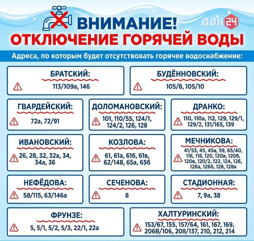 Почти на 2 недели без горячей воды останутся два района Ростова