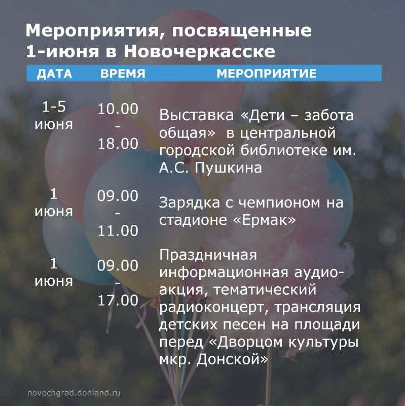 Администрация города Новочеркасска приглашает всех жителей и гостей города на праздничные мероприятия, посвящённые Международному дню защиты детей Администрация города Новочеркасска приглашает всех жителей и гостей города на праздничные мероприятия, посвящённые Международному дню защиты детей