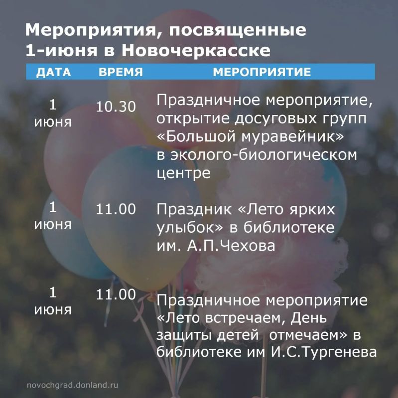 Администрация города Новочеркасска приглашает всех жителей и гостей города на праздничные мероприятия, посвящённые Международному дню защиты детей Администрация города Новочеркасска приглашает всех жителей и гостей города на праздничные мероприятия, посвящённые Международному дню защиты детей