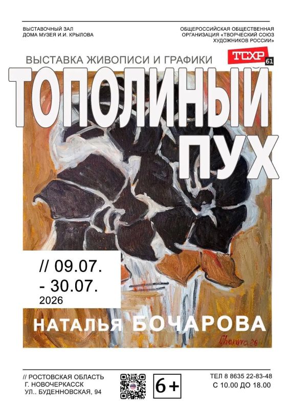В выставочном зале Дома-музея Ивана Крылова открылась персональная выставка Натальи Бочаровой «Тополиный пух»