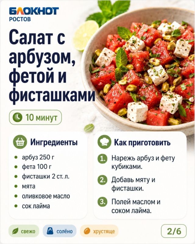 Не только с фетой: пять необычных и простых блюд с арбузом от «Блокнот Ростов» Не только с фетой: пять необычных и простых блюд с арбузом от «Блокнот Ростов»