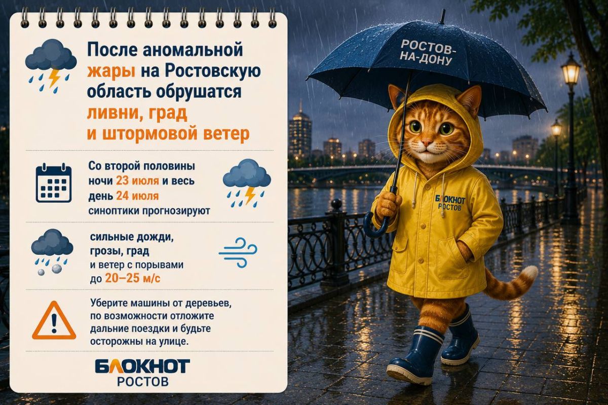 После аномальной жары на Ростовскую область обрушатся ливни, град и штормовой ветер