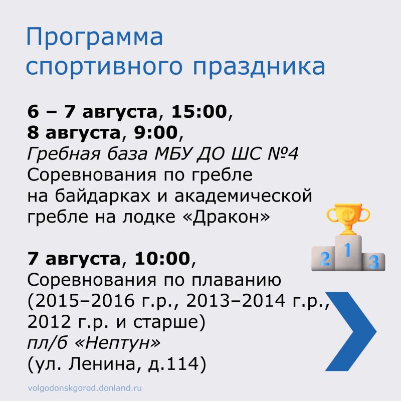 В этом году День физкультурника выпадает на 9 августа, но массовые мероприятия в Волгодонске продлятся со 2 по 9 августа В этом году День физкультурника выпадает на 9 августа, но массовые мероприятия в Волгодонске продлятся со 2 по 9 августа
