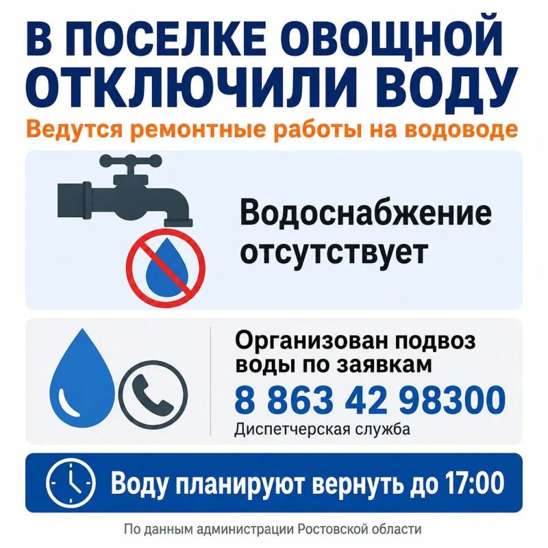 В поселке Овощной Ростовской области организовали подвоз воды