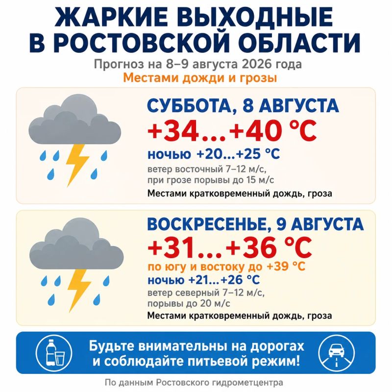 Жаркие выходные ожидают жителей Ростовской области