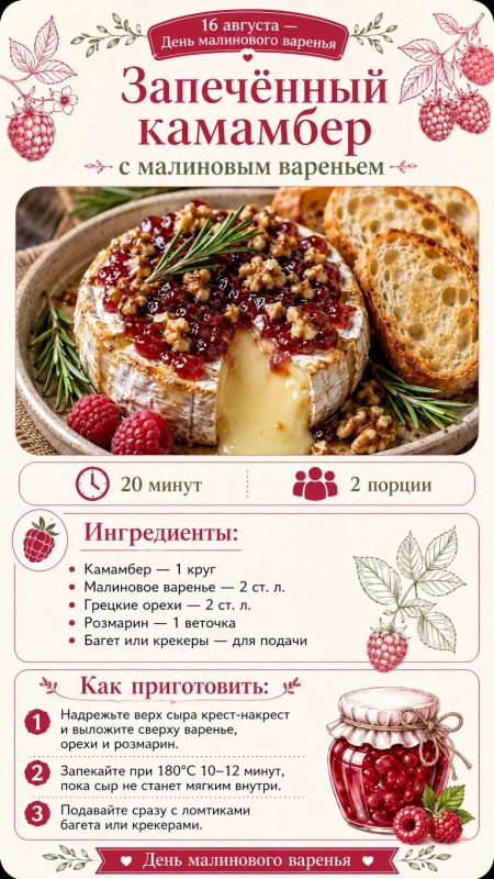 16 августа — День малинового варенья! 16 августа — День малинового варенья!