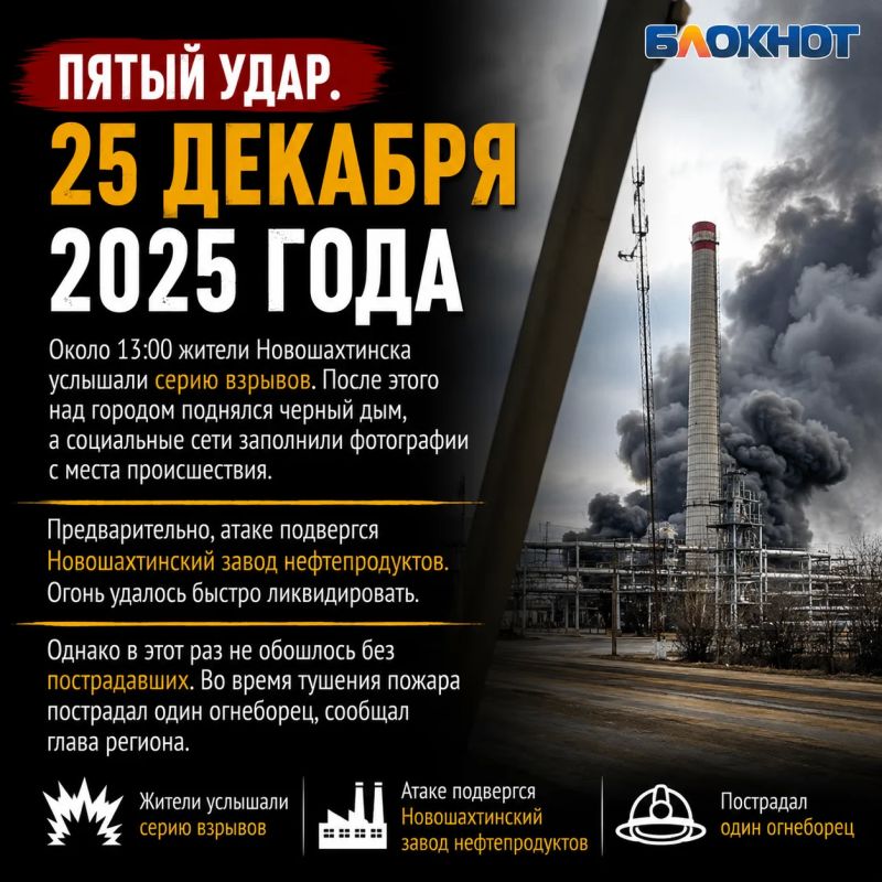 В шестой раз атакуют НПЗ в Новошахтинске: история ударов БПЛА по заводу В шестой раз атакуют НПЗ в Новошахтинске: история ударов БПЛА по заводу