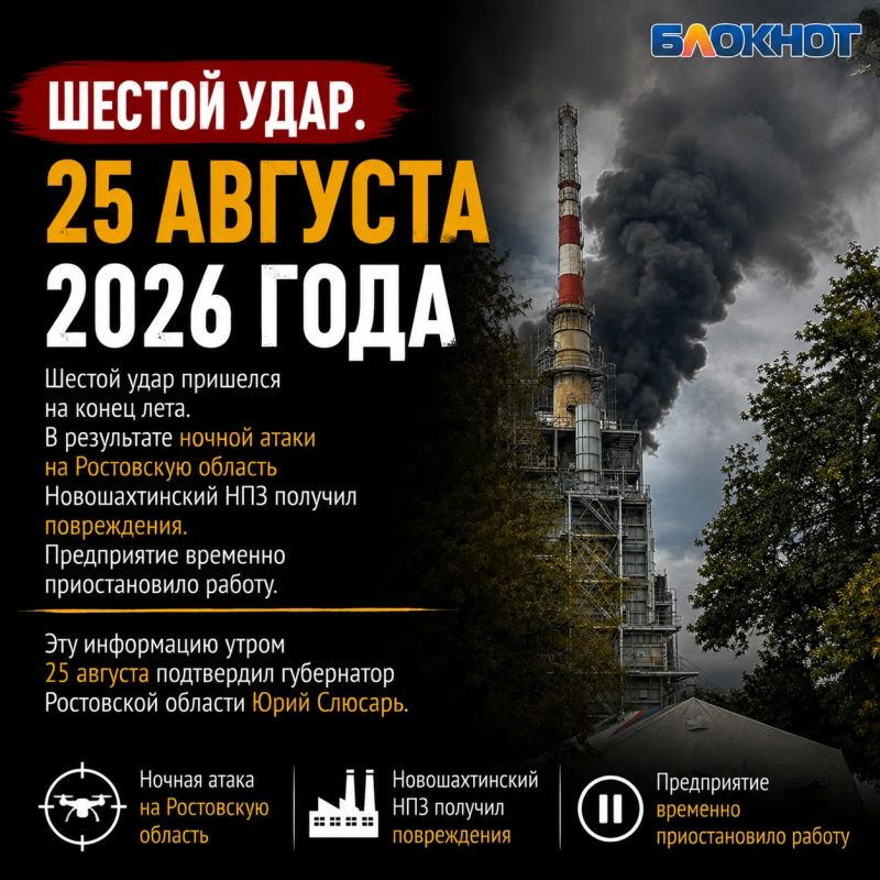 В шестой раз атакуют НПЗ в Новошахтинске: история ударов БПЛА по заводу В шестой раз атакуют НПЗ в Новошахтинске: история ударов БПЛА по заводу