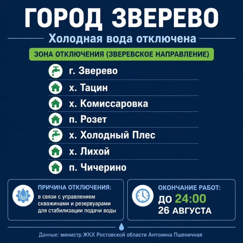 Без воды остались жители двух городов и двух районов Ростовской области Без воды остались жители двух городов и двух районов Ростовской области