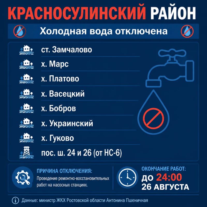 Без воды остались жители двух городов и двух районов Ростовской области Без воды остались жители двух городов и двух районов Ростовской области