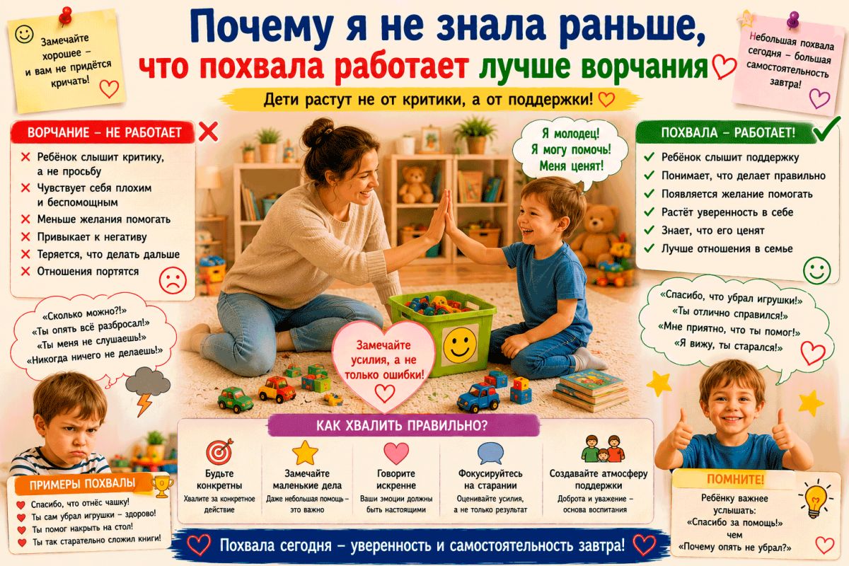 Похвала вместо ворчания: как вдохновить ребенка помогать по дому