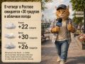 В четверг в Ростове ожидается +30 градусов и облачная погода