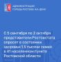 С 5 сентября по 2 октября представители Ростовстата посетят 1,5 тысячи семей в 41 населенном пункте Дона