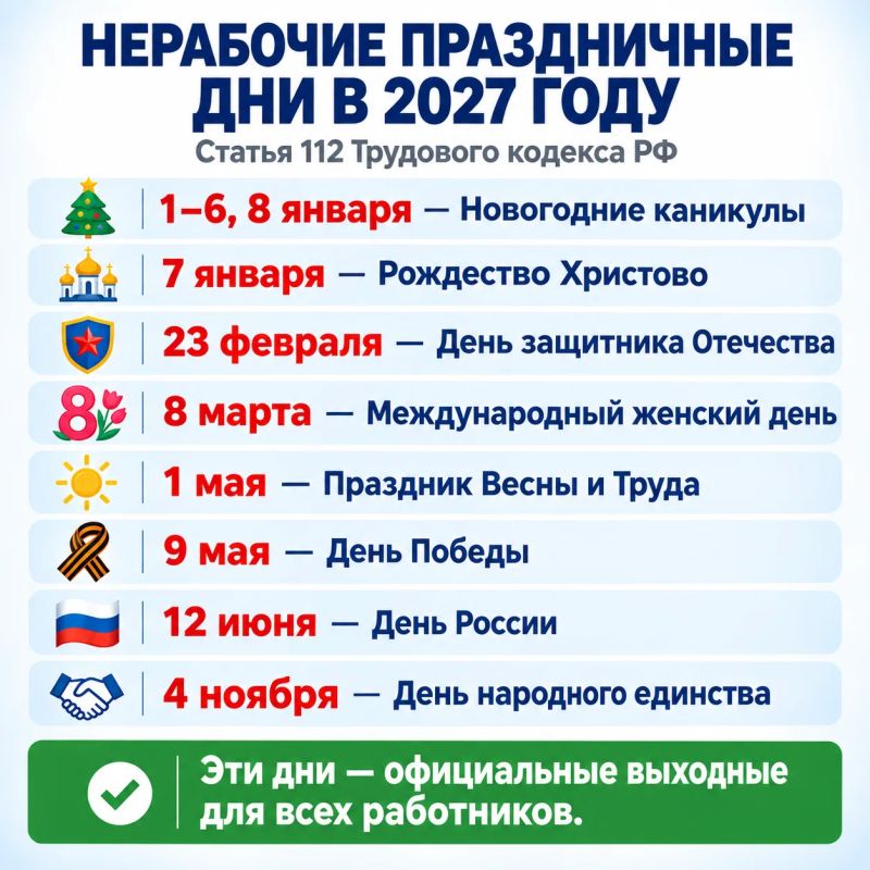 Как будем отдыхать в 2027 году? Как будем отдыхать в 2027 году?