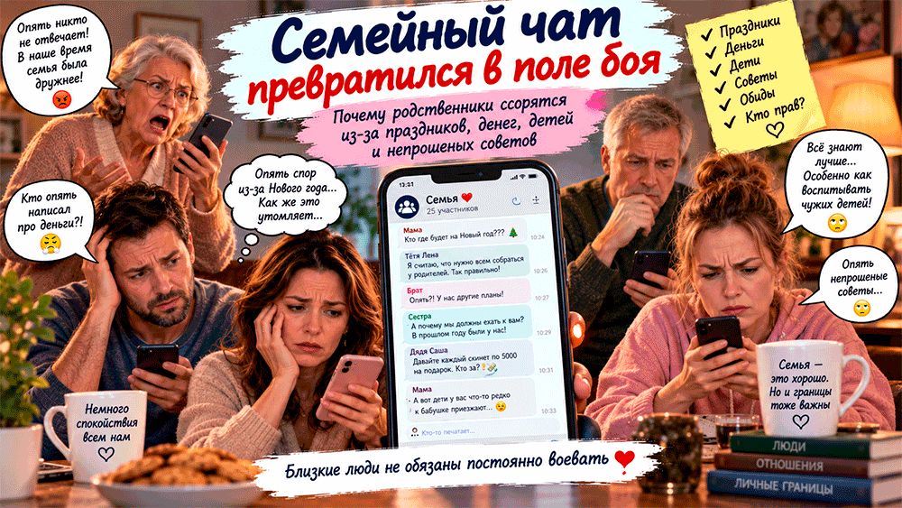 Почему семейные чаты становятся полем боя: конфликты из-за праздников и советов