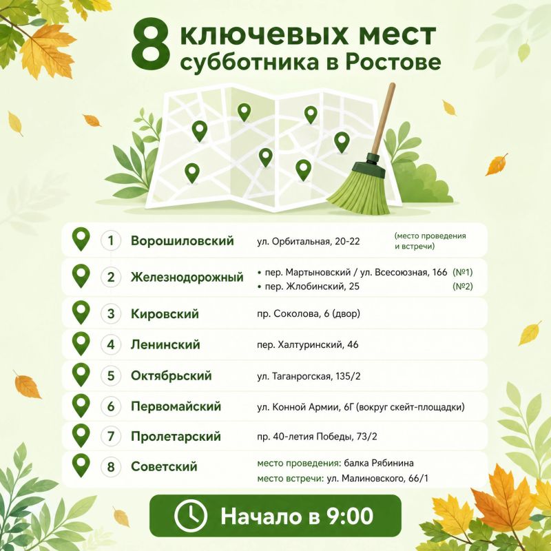8 ключевых мест определили в Ростове для проведения субботника 8 ключевых мест определили в Ростове для проведения субботника