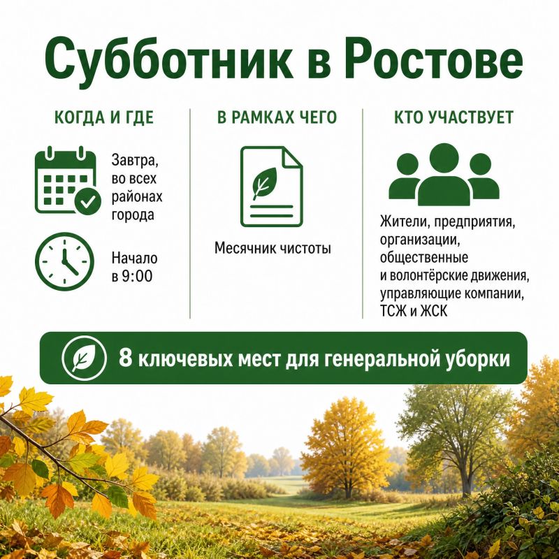 8 ключевых мест определили в Ростове для проведения субботника