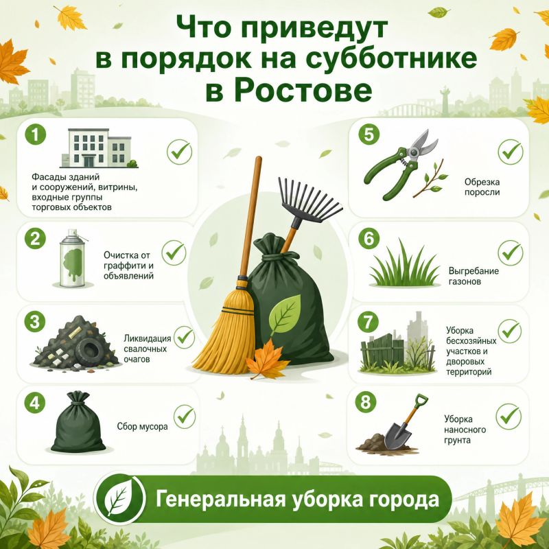 8 ключевых мест определили в Ростове для проведения субботника 8 ключевых мест определили в Ростове для проведения субботника