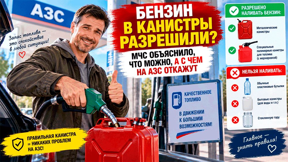 МЧС разъясняет: можно ли заправлять бензин в канистры?