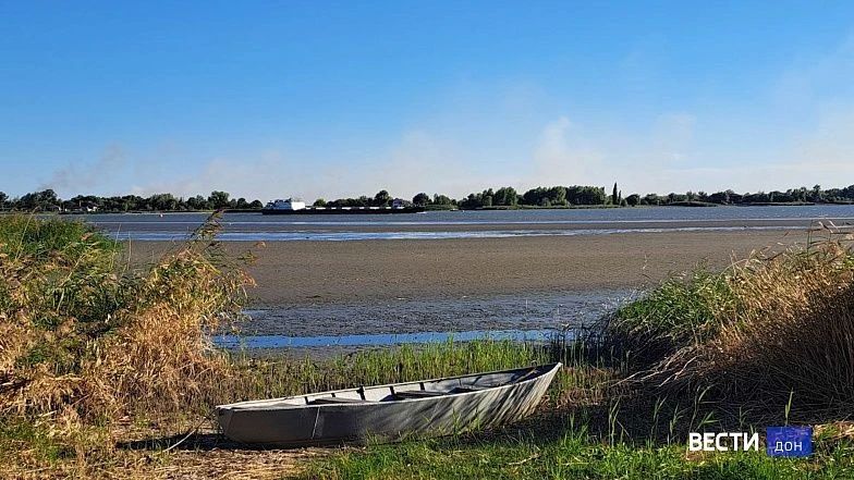 Из-за ветрового сгона воды местами в реке Дон оголилось дно