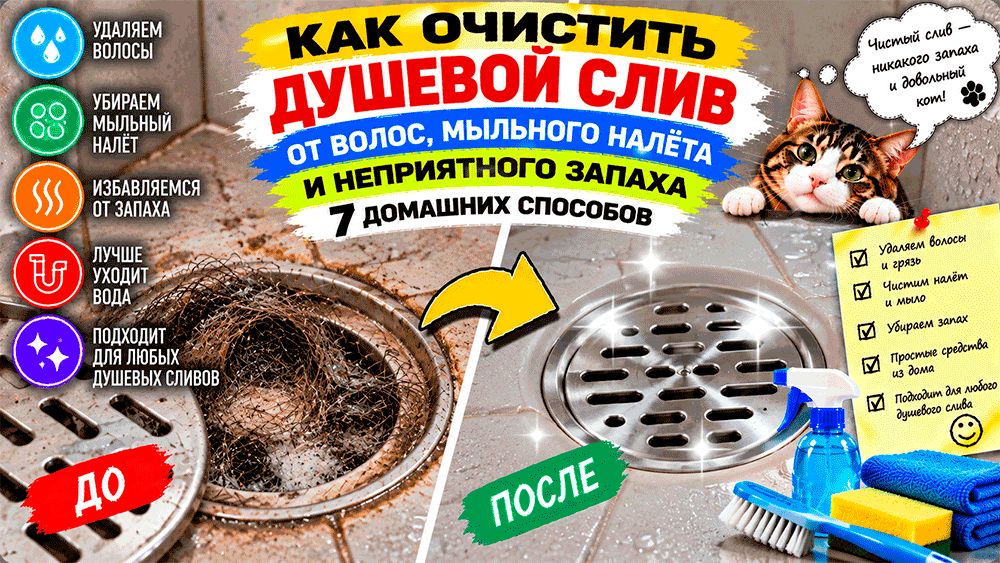 Как эффективно очистить душевой слив: 7 простых советов