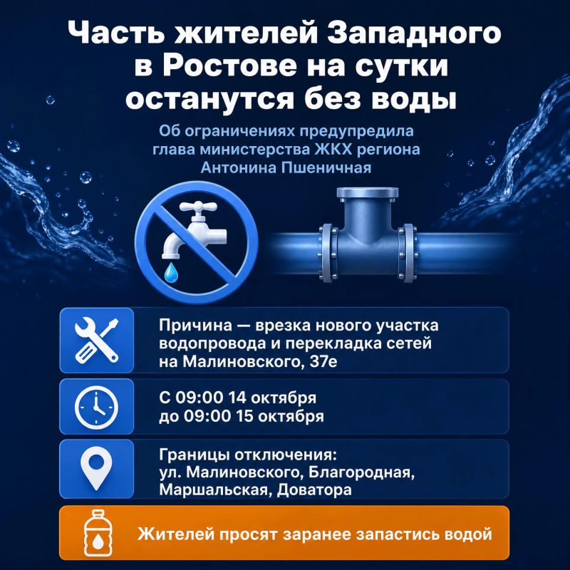 Часть жителей Западного в Ростове на сутки останется без воды