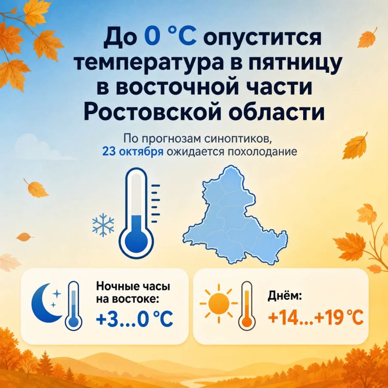 До 0 °С опустится температура в пятницу в восточной части Ростовской области