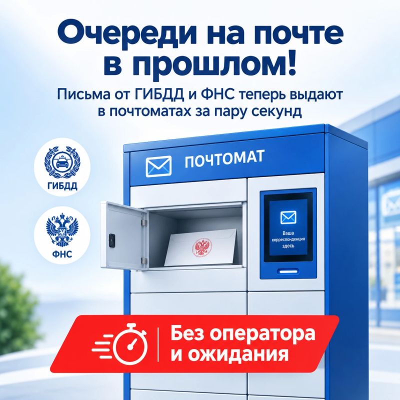 Письма от ГИБДД и ФНС теперь выдают в почтоматах за пару секунд