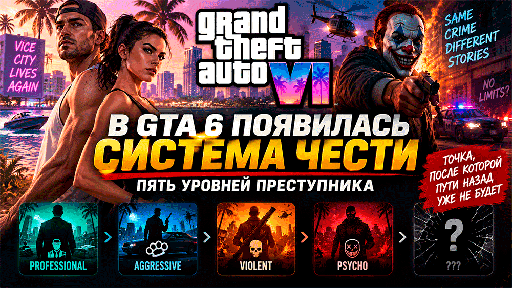 В GTA 6 появится криминальный профиль: стиль преступлений может привести к точке невозврата